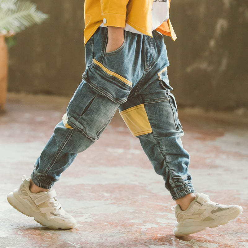 Denim-Overallhose für Jungen im Frühling und Herbst