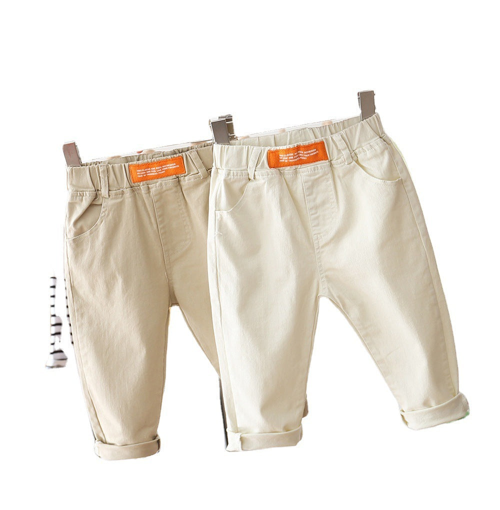 Solid Color Casual Pants Children's Baby Stretch Cotton Long Pants