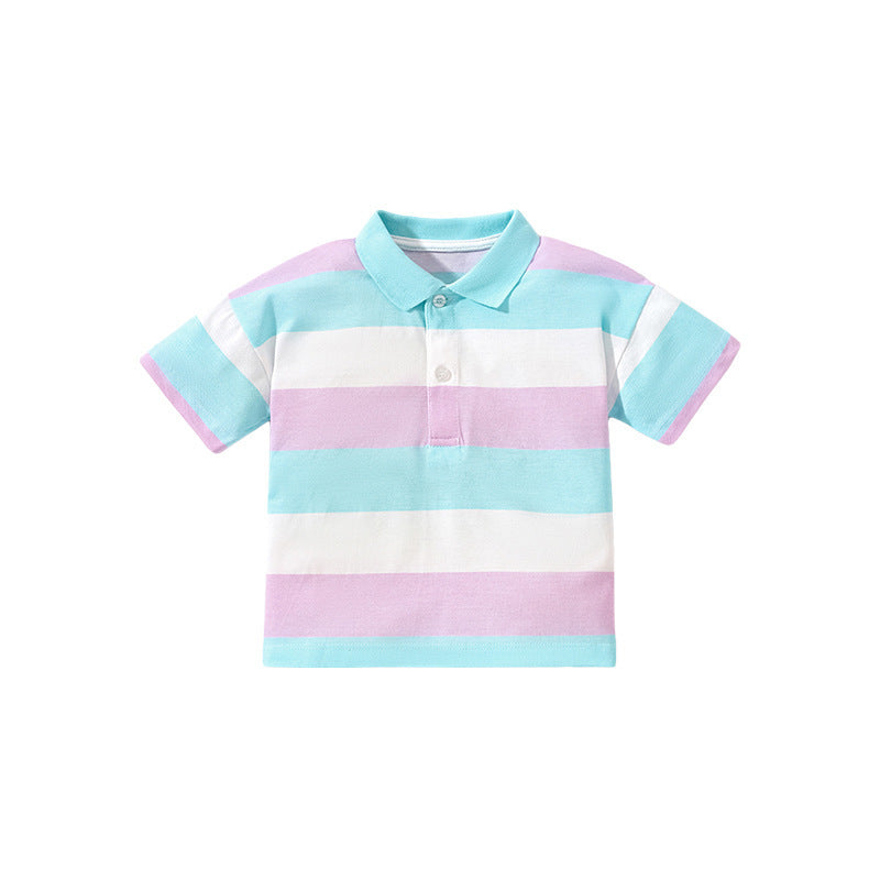 Jungen Poloshirt Kurzarm Gestreift Baumwolle