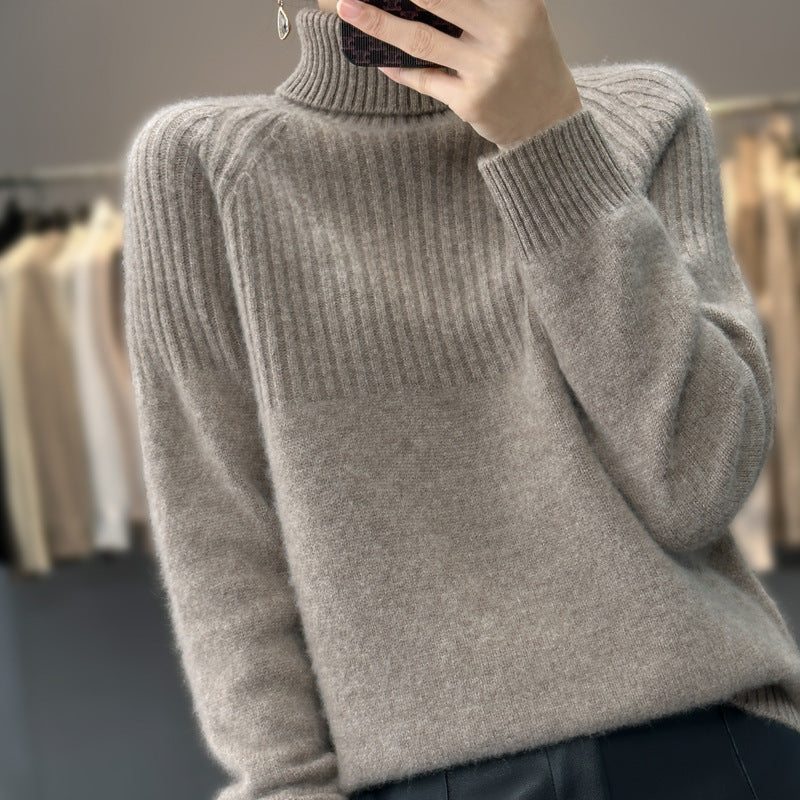 Damen Hochkragen Pullover aus reiner Wolle