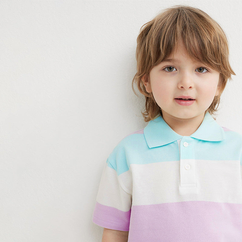 Jungen Poloshirt Kurzarm Gestreift Baumwolle