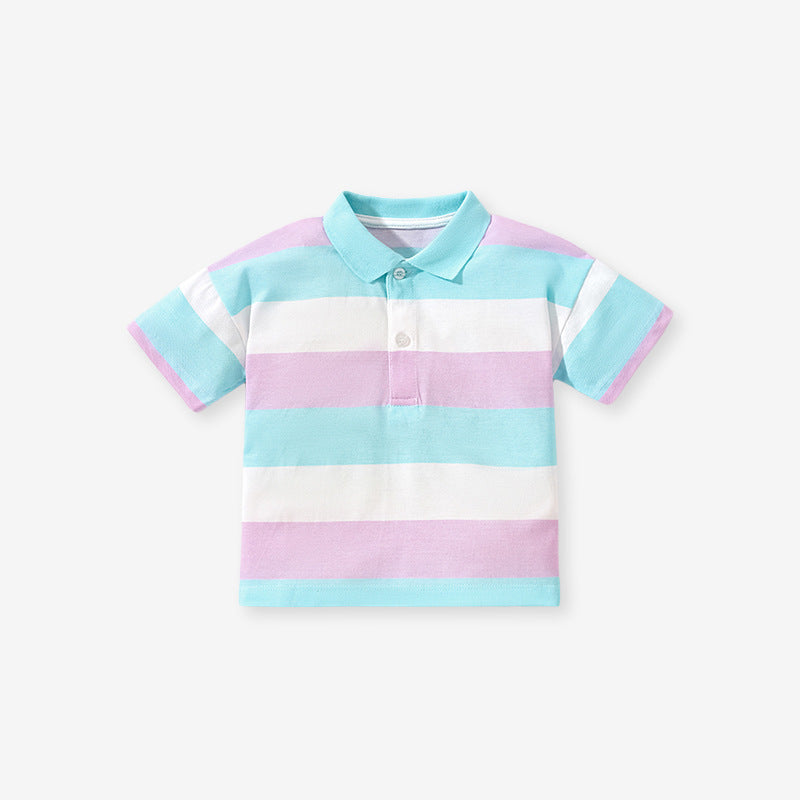 Jungen Poloshirt Kurzarm Gestreift Baumwolle