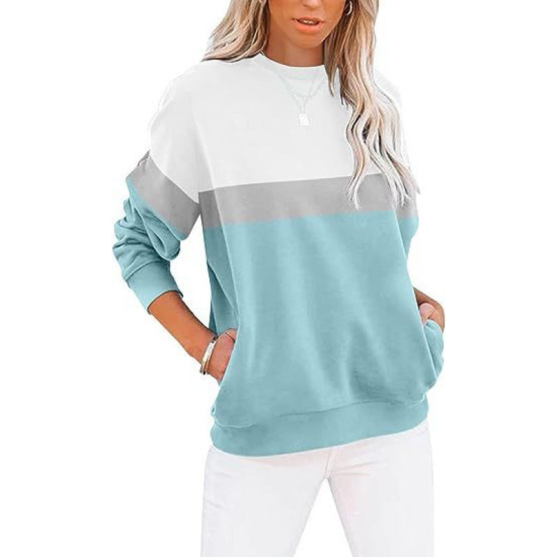 Langarm-Sportpullover mit farblich passendem Rundhalsausschnitt für Damen