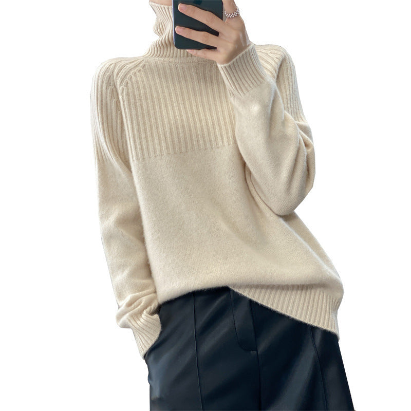 Damen Hochkragen Pullover aus reiner Wolle