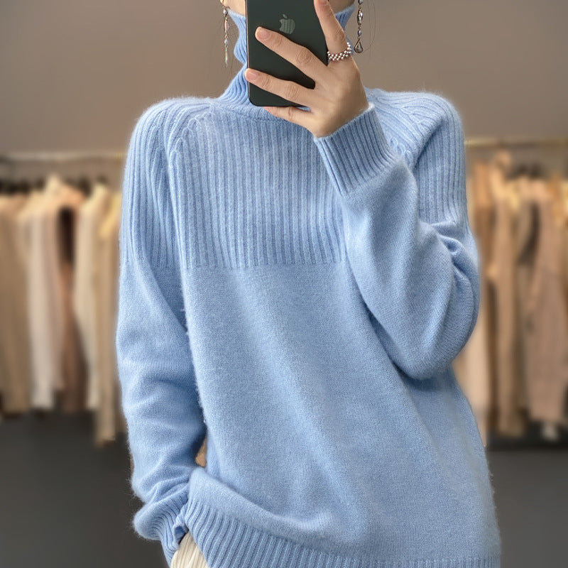 Damen Hochkragen Pullover aus reiner Wolle